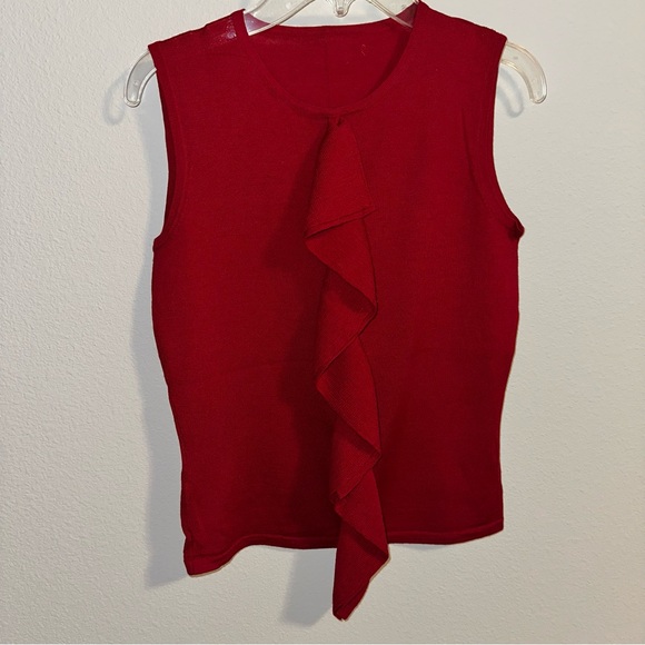 Merino fine wool sleeveless top shirt with the raffle. Size XS. - Picture 2 of 7